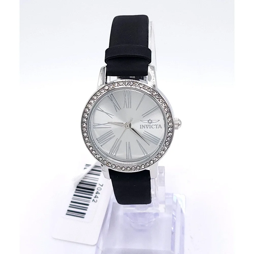 Invicta Celestial Ethera 70442 Women's Watch Silver Black Leather 31mm New